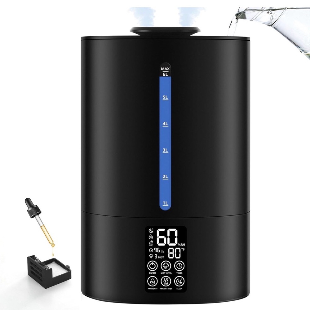 Black Ultrasonic Humidifier with LED Display